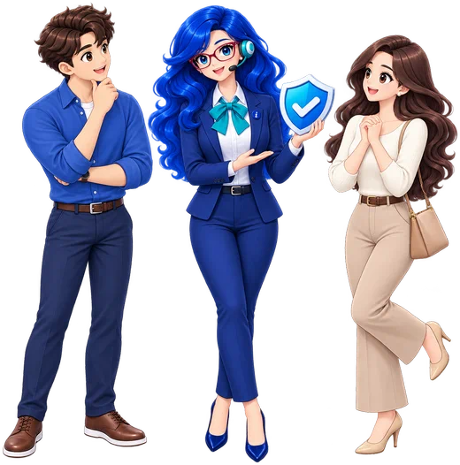 Izi with two clients and their registered trademark